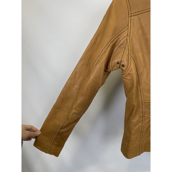 Micheal Kors Brown Leather Moto Jacket‎ Size Small - Picture 11 of 12